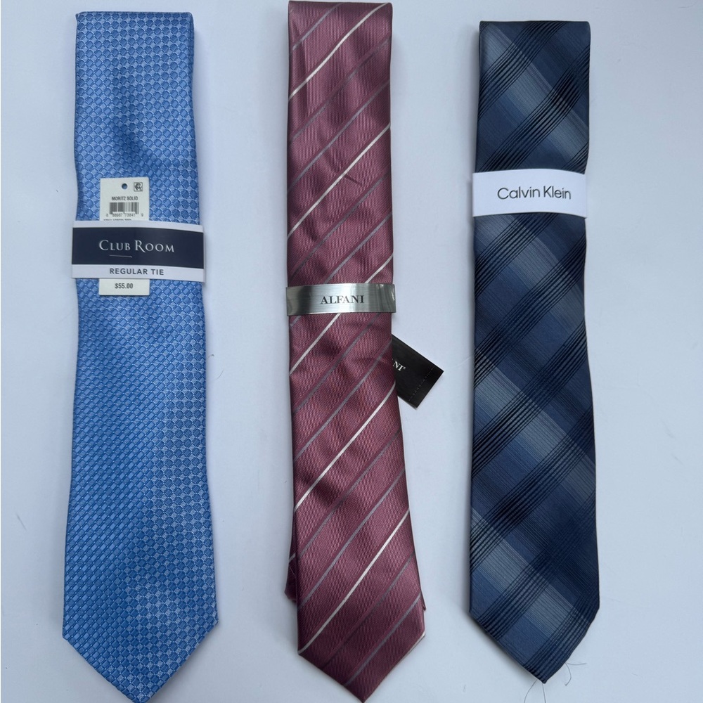 Club Room Lt Blue, Alfani Pink and Calvin Klein Dk Blue Ties
